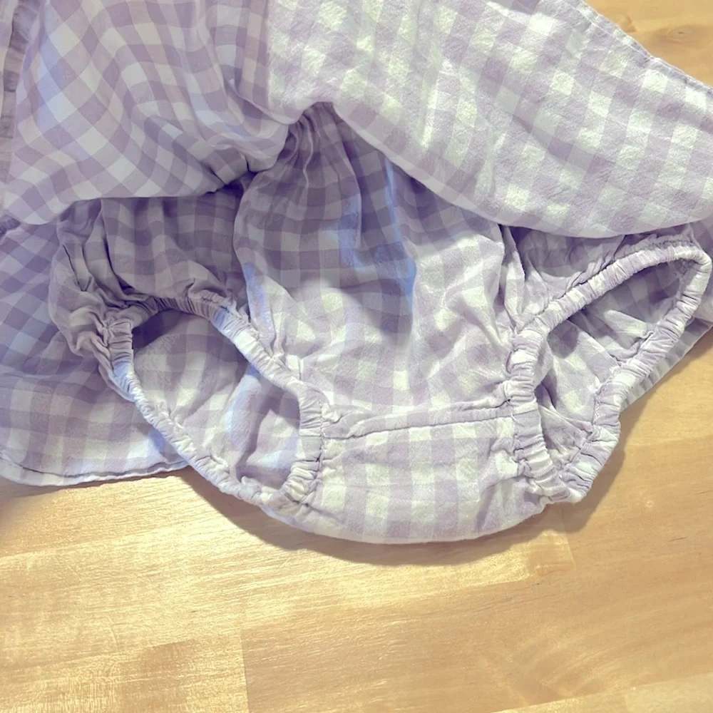 PURPLE AND WHITE GINGHAM TWO PIECE SET - SIZE 18-24M